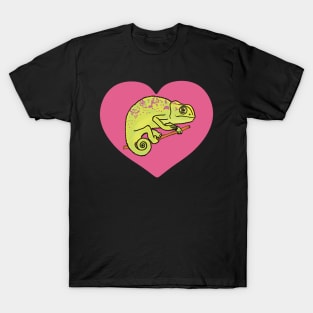 Pink Heart Colorful Chameleon for Chameleon Lovers T-Shirt